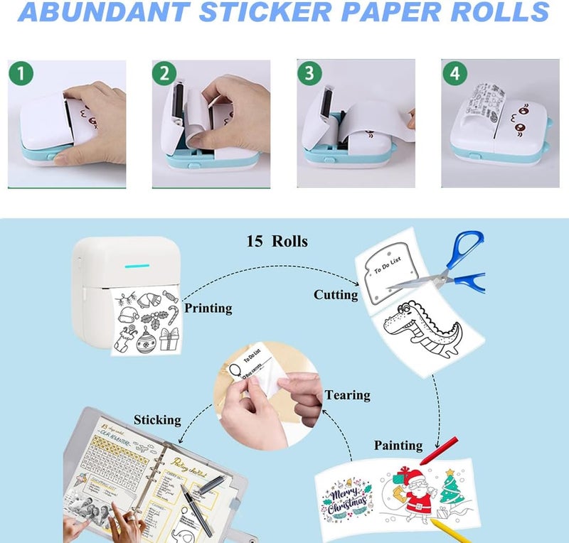 YSYONM Mini Printer Sticker Paper, 57mm x 3m, 10 Rolls, 3000 Sheets, White, Smooth, Recyclable - Image 3